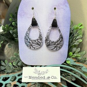 Mended & Co. Black and White Teardrop Earrings